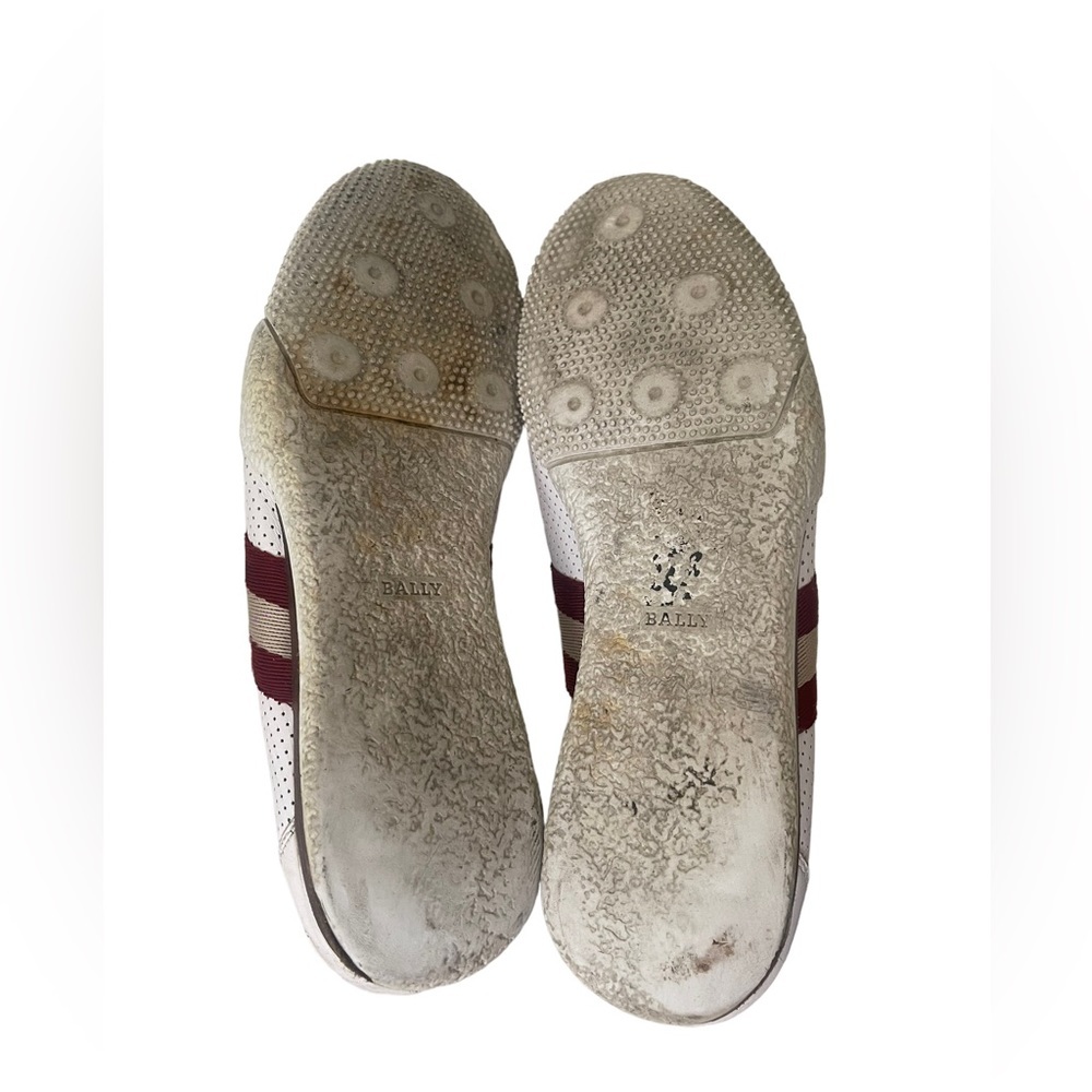 Bally Frenz Size 9.5 Perforated Leather Textile-Stripe White Platform Sneakers - Picture 5 of 10